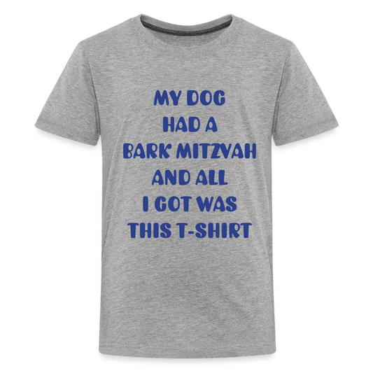 "My Dog Had a Bark Mitzvah" T-Shirt for Kids - heather gray